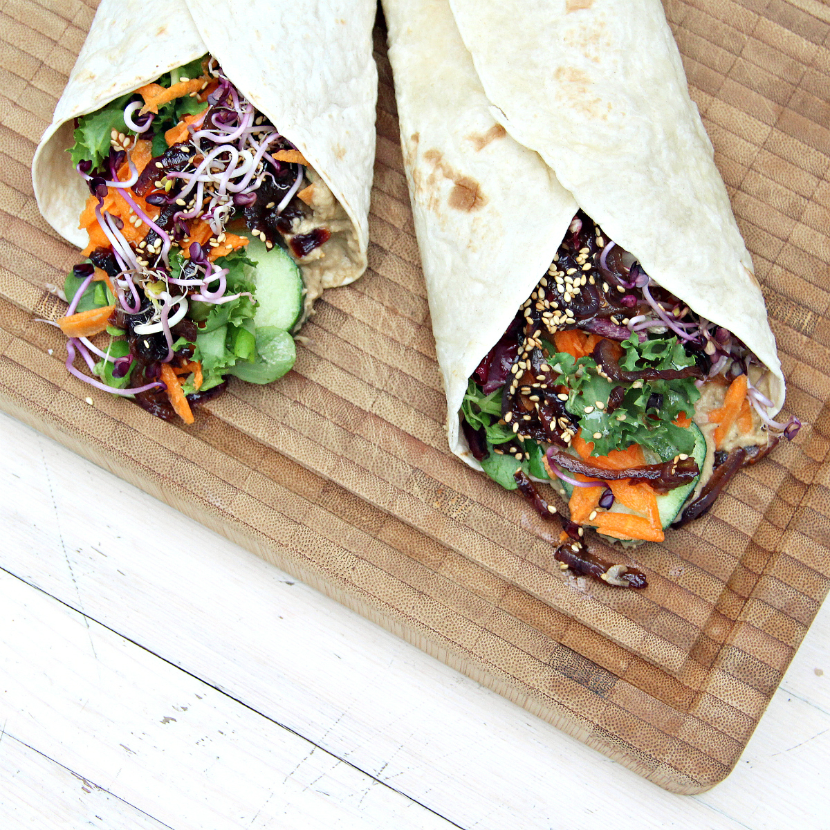 Baba Ganoush & Caramelized Onion Wraps - The Vegan Eskimo