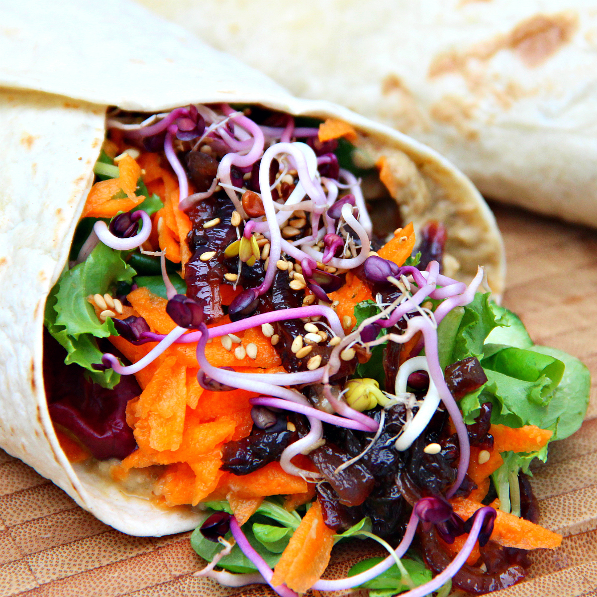 Baba Ganoush & Caramelized Onion Wraps - The Vegan Eskimo