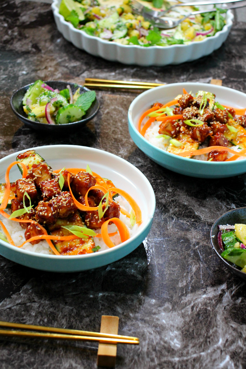 General Tso´s Tofu & Glazed Mini Zucchini - The Vegan Eskimo