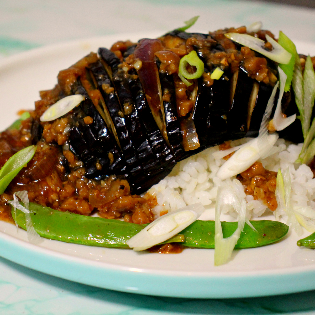 Seitan Loaded Hasselback Aubergine - The Vegan Eskimo