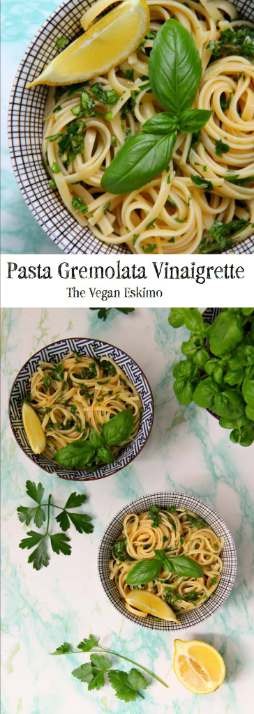Pasta Basil Gremolata Vinaigrette - The Vegan Eskimo