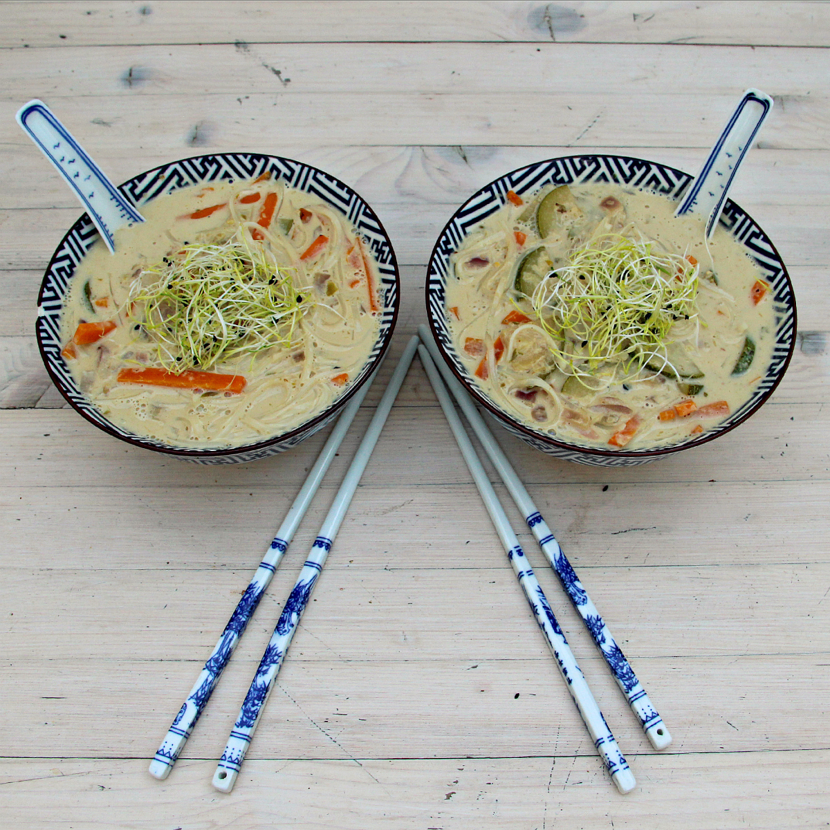 Rice Noodle Coconut Green Curry Soup - The Vegan Eskimo