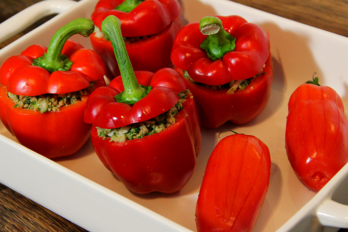 Seitan Chimichurri Stuffed Bell Peppers - The Vegan Eskimo