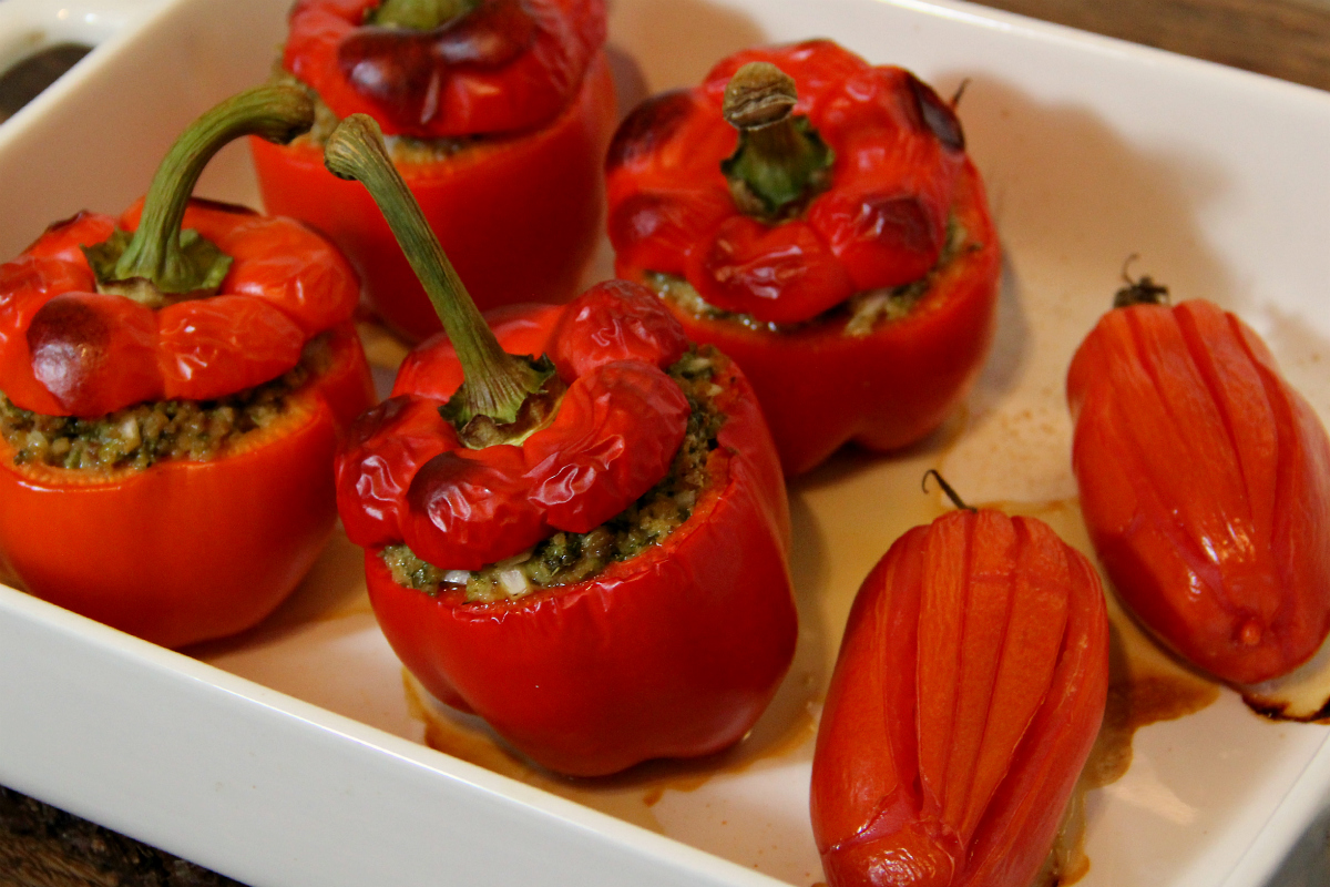 Seitan Chimichurri Stuffed Bell Peppers - The Vegan Eskimo