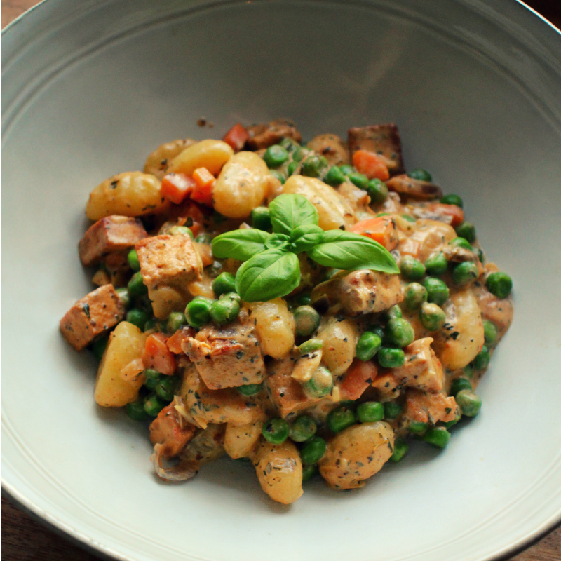 Vegan Creamy Tofu, Peas and Gnocchi - The Vegan Eskimo