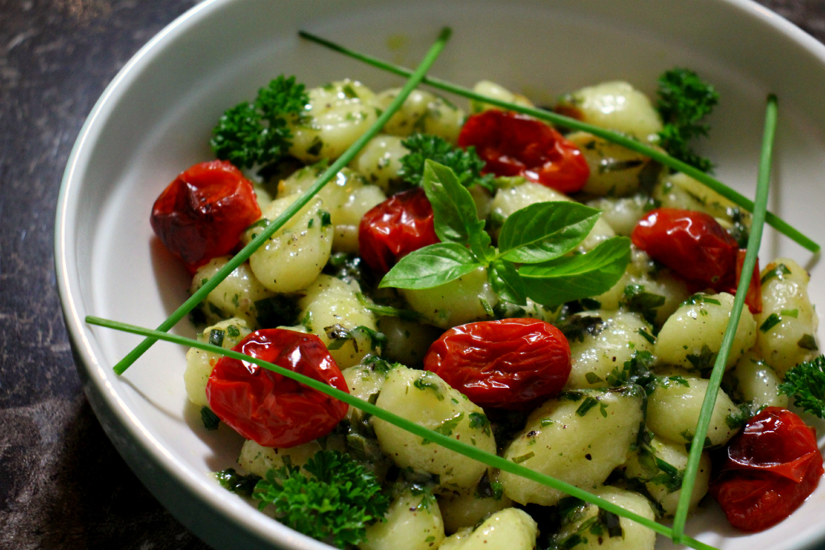 Herbal Buttered Gnocchi & Tomatoes - The Vegan Eskimo