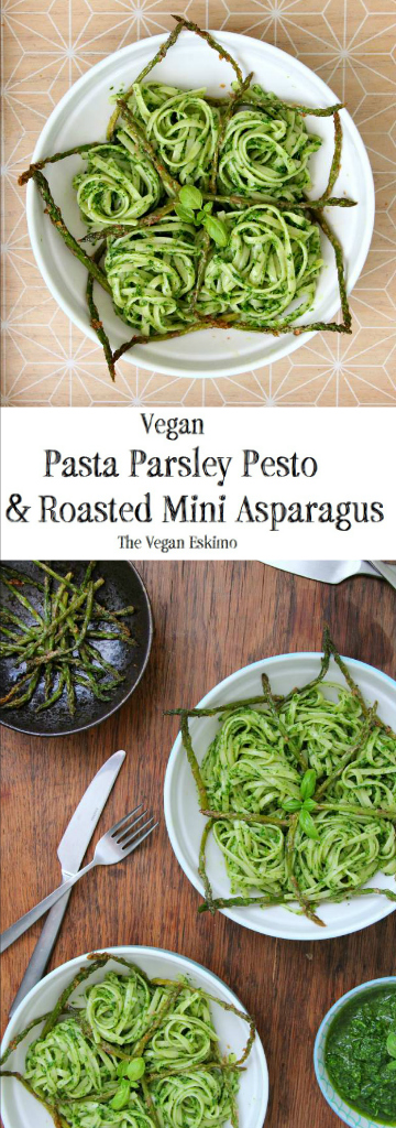 Vegan Pasta Parsley Pesto & Asparagus - The Vegan Eskimo