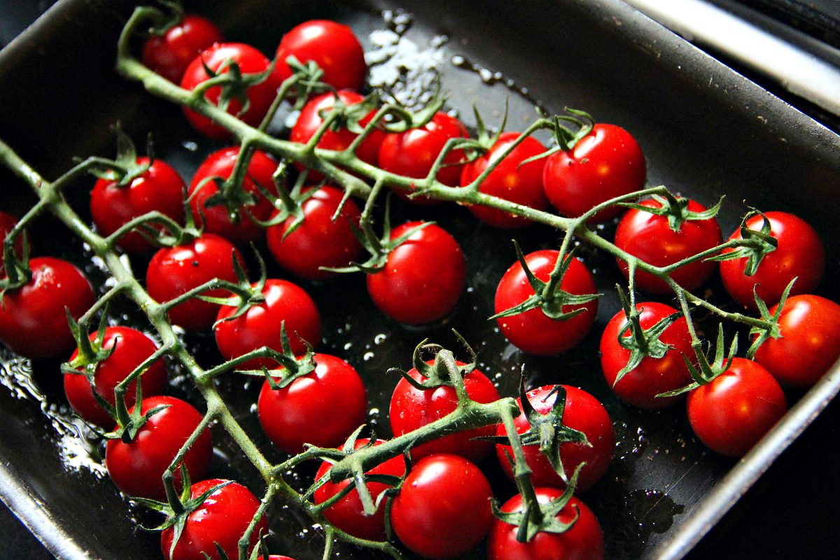 Vegan Pasta Pesto Roasted Cherry Tomatoes - The Vegan Eskimo