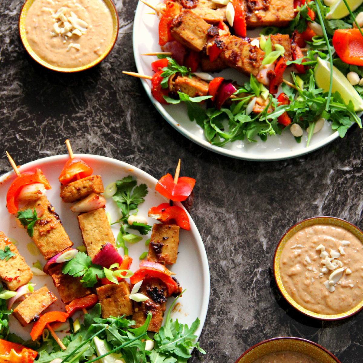 Vegan Tofu Satay Skewers & Peanut Coconut Sauce - The Vegan Eskimo