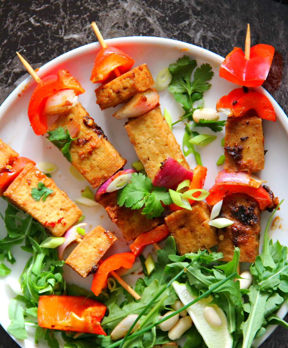 Vegan Tofu Satay Skewers & Peanut Coconut Sauce - The Vegan Eskimo