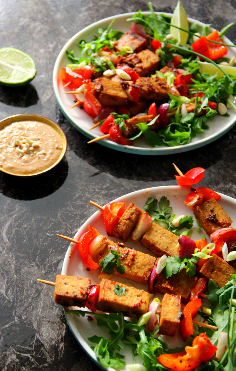 Vegan Tofu Satay Skewers & Peanut Coconut Sauce - The Vegan Eskimo