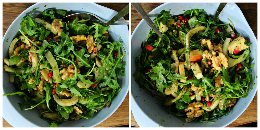 Fried Fennel Pomegranate Apple & Walnut Salad - The Vegan Eskimo