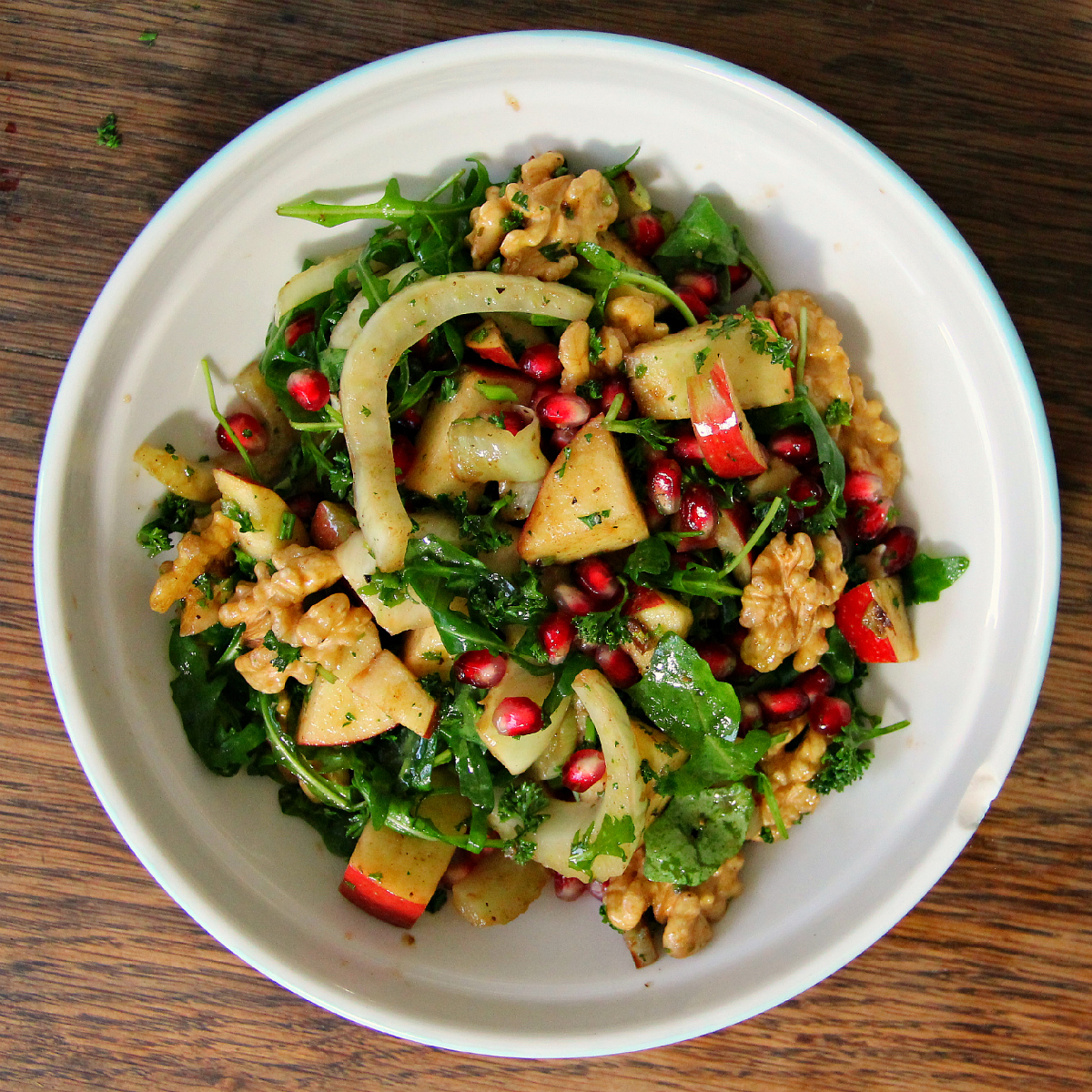 Fried Fennel Pomegranate Apple & Walnut Salad - The Vegan Eskimo