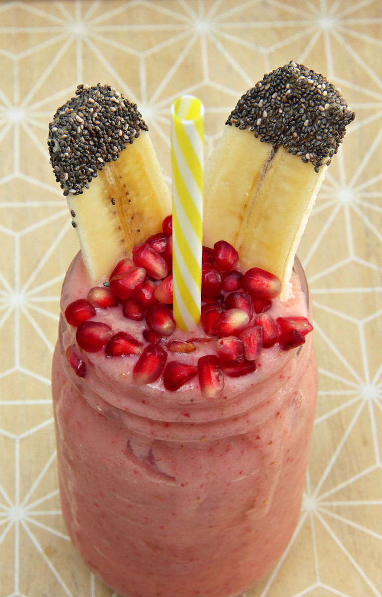 Pink Strawberry Banana Coconut Smoothie - The Vegan Eskimo